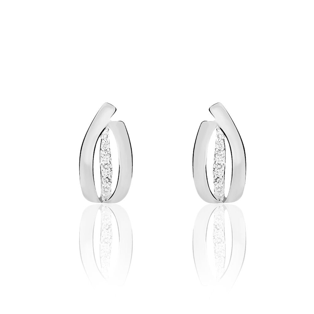 Boucles D'oreilles Puces Aelis Or Blanc Diamant - Clous d'oreilles Femme | Histoire d’Or