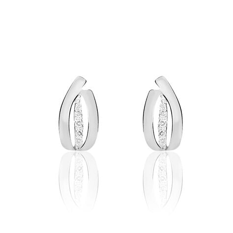 Boucles D'oreilles Puces Aelis Or Blanc Diamant - Clous d'oreilles Femme | Histoire d’Or