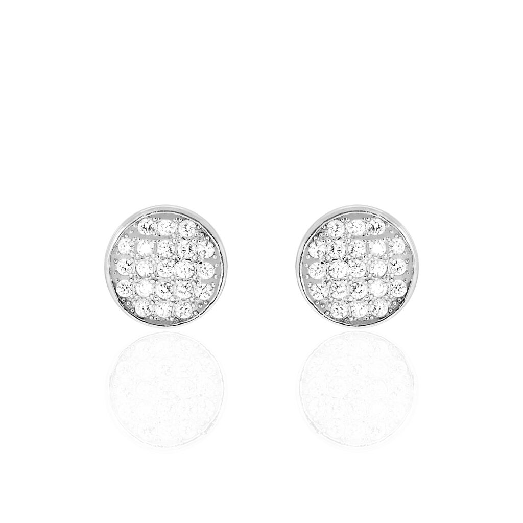 Boucles D'oreilles Puces Yesim Argent Blanc Oxyde De Zirconium - Boucles d'oreilles fantaisie Femme | Histoire d’Or
