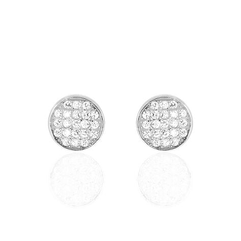 Boucles D'oreilles Puces Yesim Argent Blanc Oxyde De Zirconium - Boucles d'oreilles fantaisie Femme | Histoire d’Or