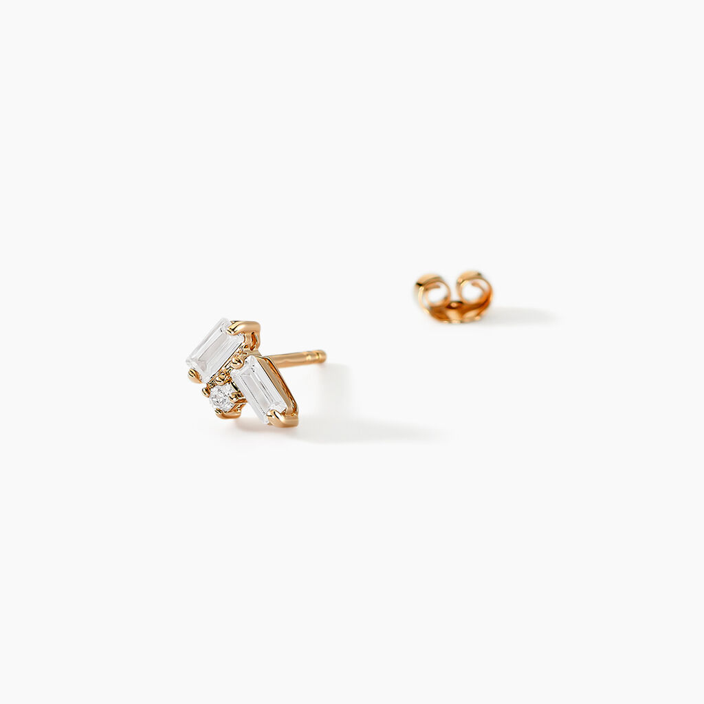 Boucles D'oreilles Puces Jardins D'hiver Plaqué Or Oxyde De Zirconium - Boucles d'oreilles fantaisie Femme | Histoire d’Or