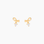 Boucles D'oreilles Puces Alvina Ruban Or Jaune Oxyde De Zirconium - Clous d'oreilles Femme | Histoire d&rsquo;Or