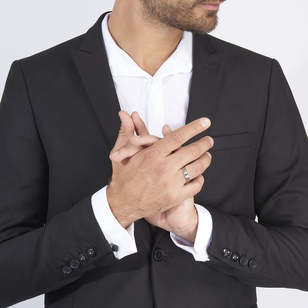 Alliance Mat Et Brillant Liseret Ruban Plat Palladium Blanc - Alliances Homme | Histoire d’Or