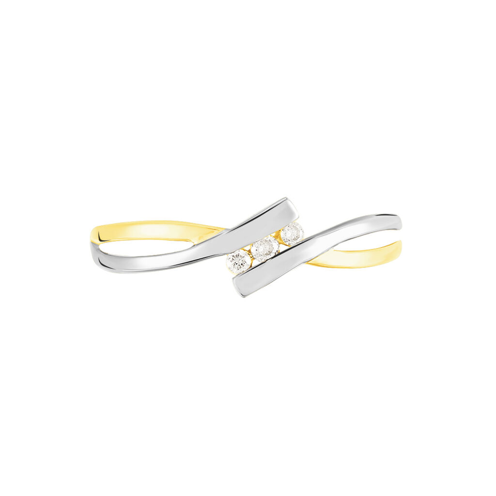 Bague Brixia Or Bicolore Diamant - Bagues avec pierre Femme | Histoire d’Or