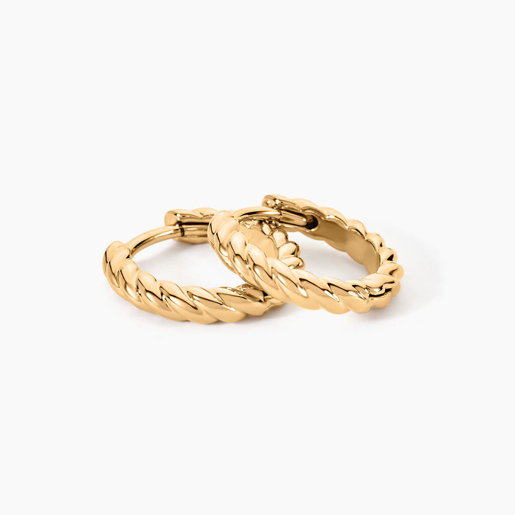 Créoles Twisted Plaque Or Jaune - Boucles d'oreilles créoles Femme | Histoire d’Or