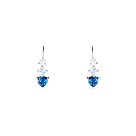 Boucles D'oreilles Lauressa Or Blanc Topaze Bleu Oxyde - Clous d'oreilles Femme | Histoire d&rsquo;Or