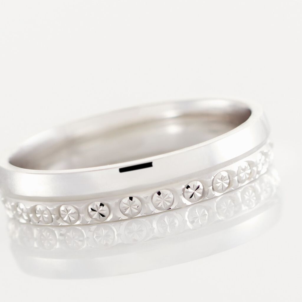 Alliance Veira Ruban Bombé Or Blanc - Alliances Unisex | Histoire d’Or