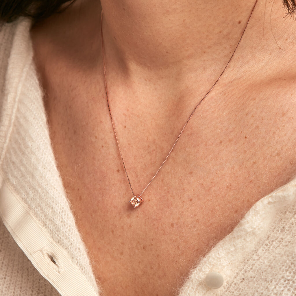 Collier Solitaire Argent Rose Rio Santa Teresa Oxyde De Zirconium - Colliers fantaisie Femme | Histoire d’Or