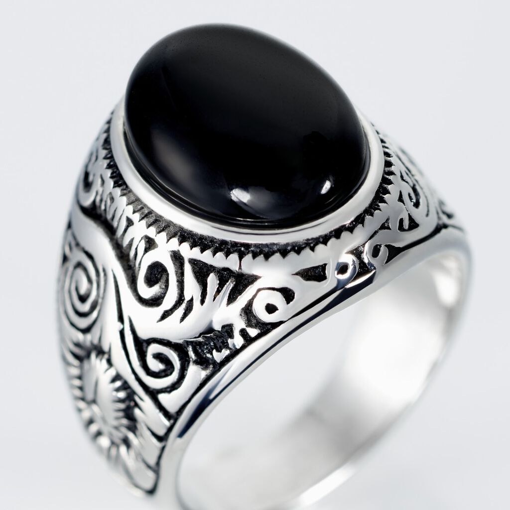 Chevalière Zayn Acier Blanc Agate - Bagues solitaires Homme | Histoire d’Or
