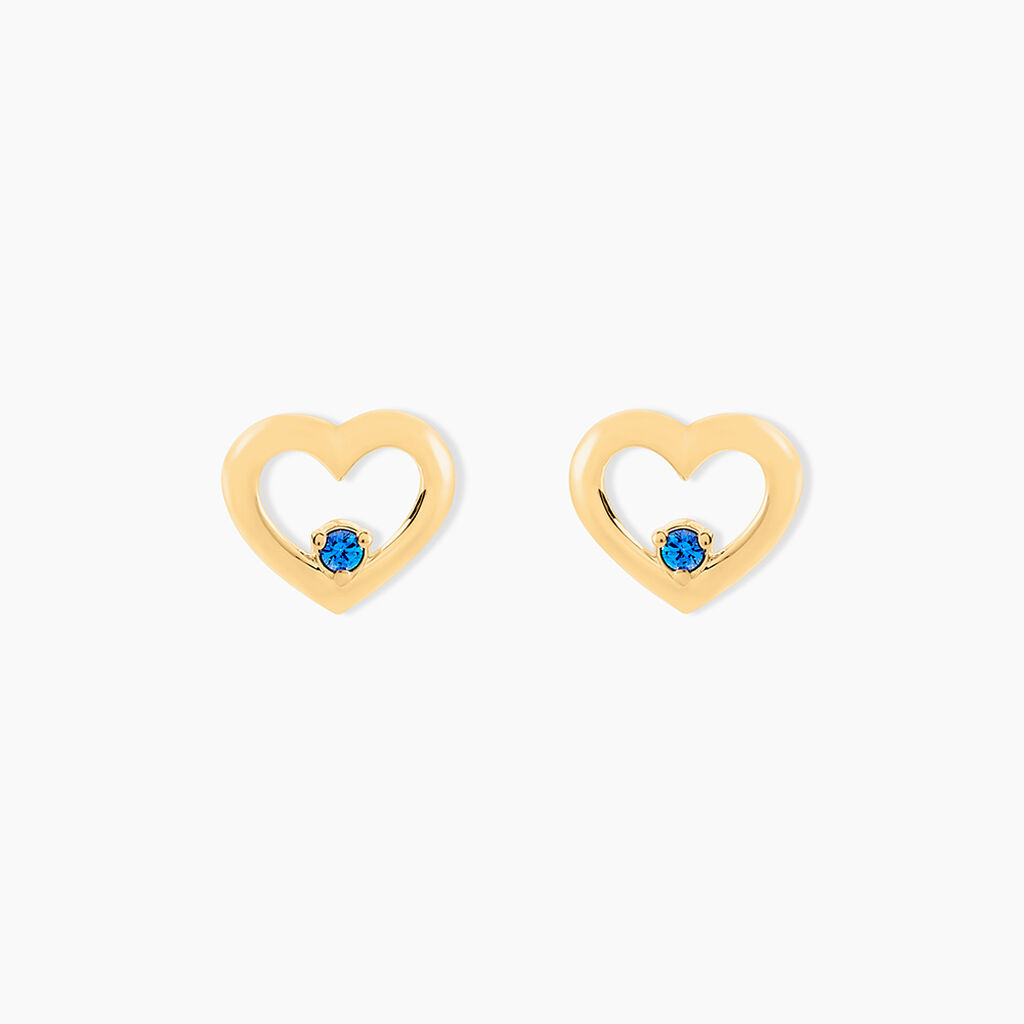 Boucles D'oreilles Puces Martella Or Jaune Saphir - Clous d'oreilles Femme | Histoire d’Or