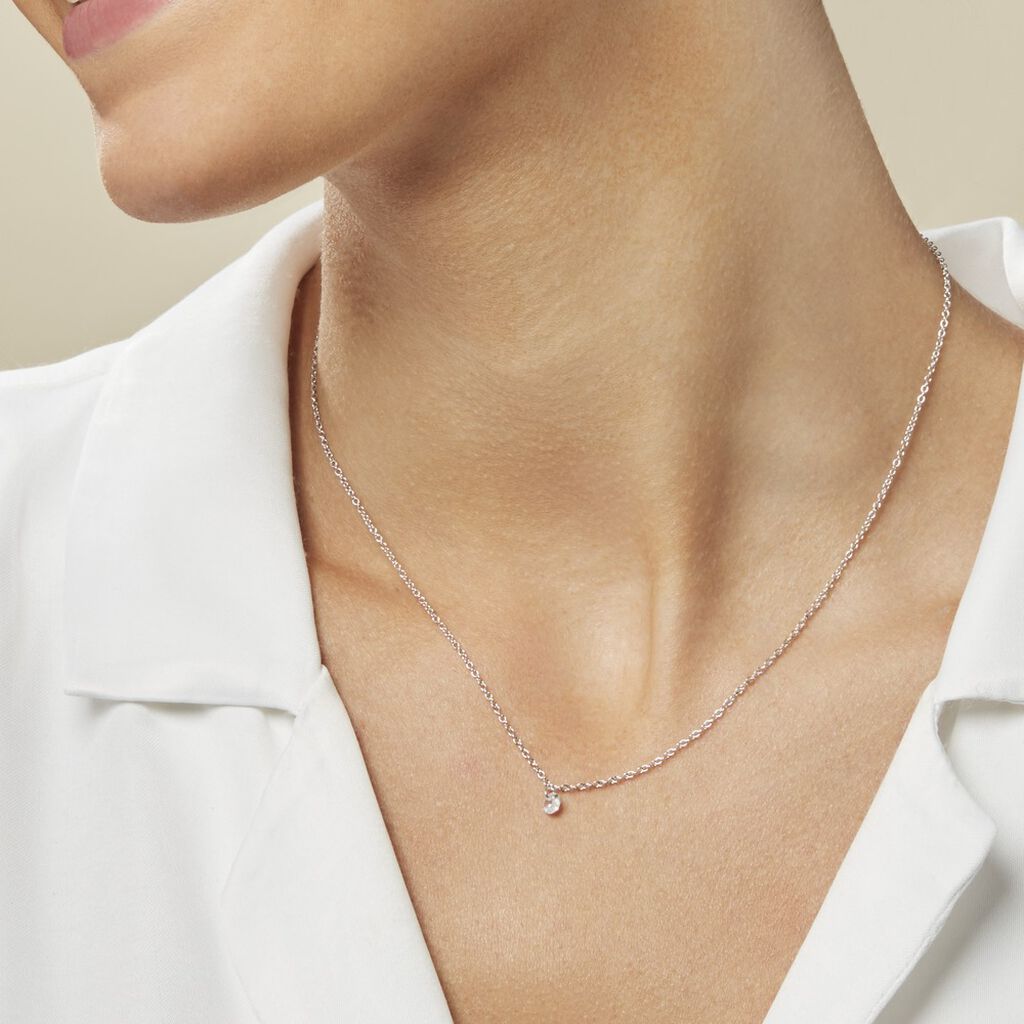 Collier Court Argent Blanc Constantin Oxyde De Zirconium - Ras de cou Femme | Histoire d’Or