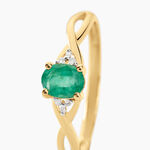 Bague Or Jaune Cassie Emeraude Et Diamant - Bagues solitaires Femme | Histoire d&rsquo;Or