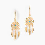 Boucles D'oreilles Plaqu&eacute; Or Jaune Attrape R&ecirc;ves Turquoises - Boucles d'oreilles fantaisie Femme | Histoire d&rsquo;Or