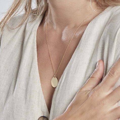 Pendentif Sirona Pastille Gravable Or Jaune - Cadeaux de naissance Femme | Histoire d’Or