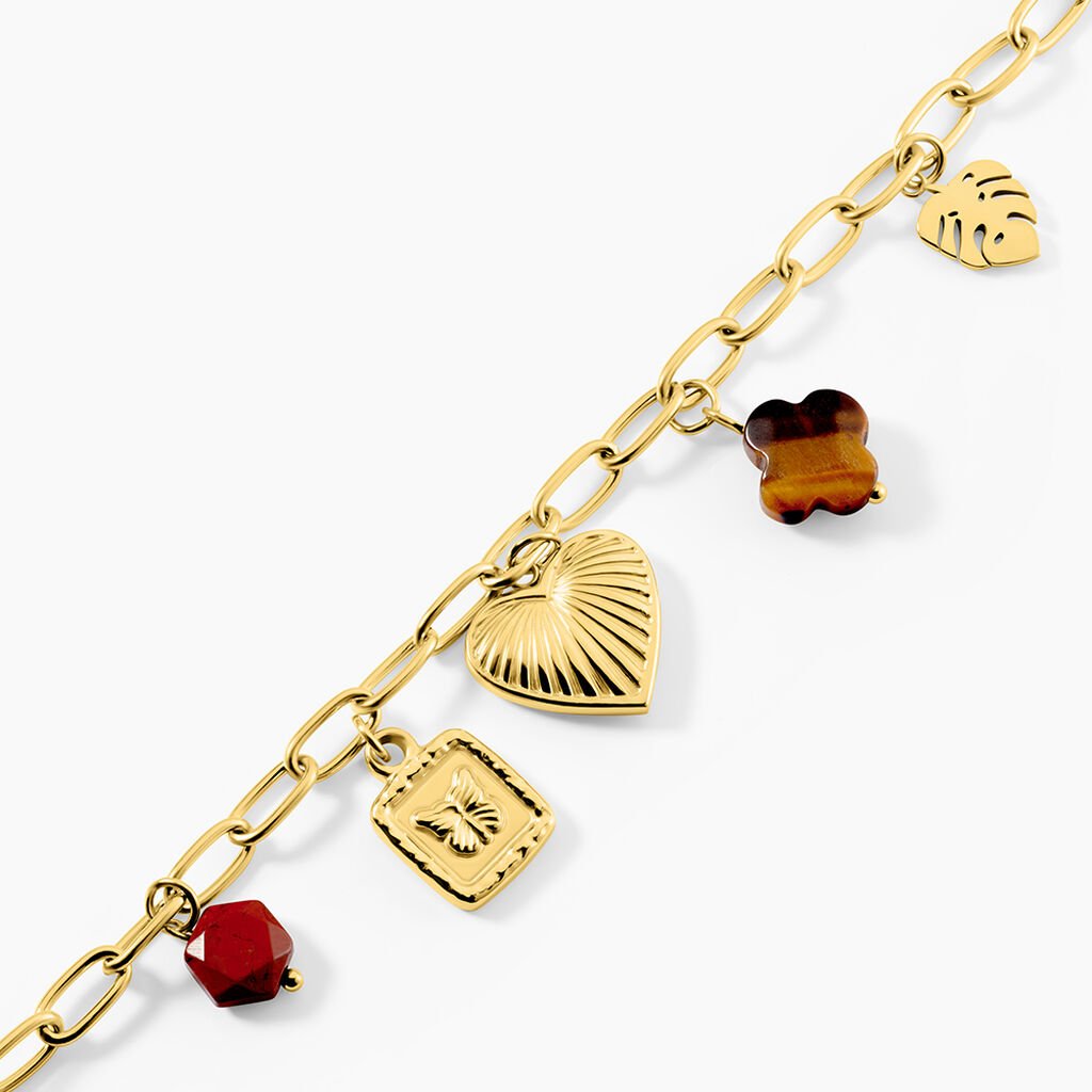 Bracelet Bohemia Acier Jaune Oeil De Tigre Pierre De Synthese - Bracelets Femme | Histoire d&rsquo;Or