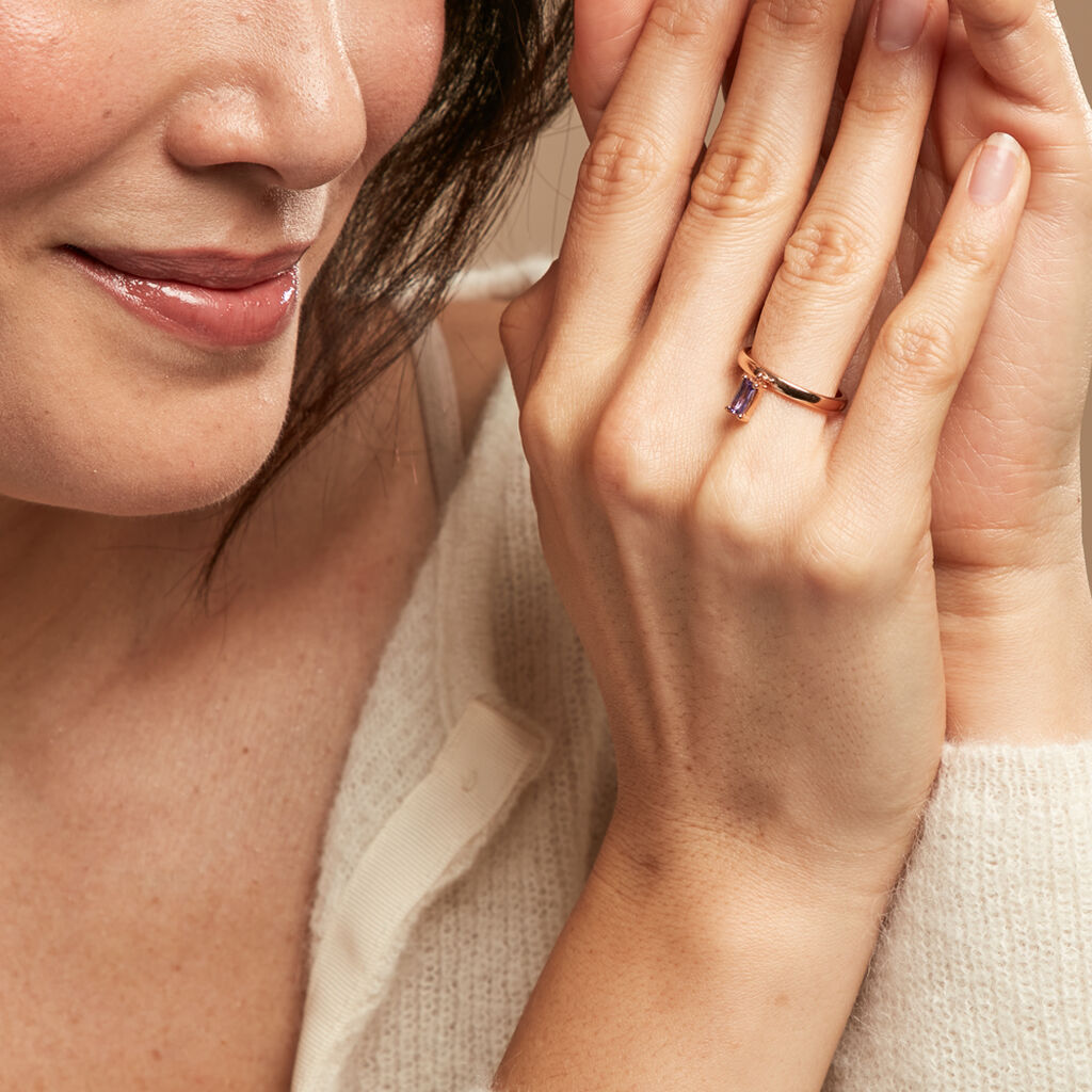 Bague Purple Mood Argent Rose Oxyde De Zirconium - Bagues avec pierre Femme | Histoire d’Or