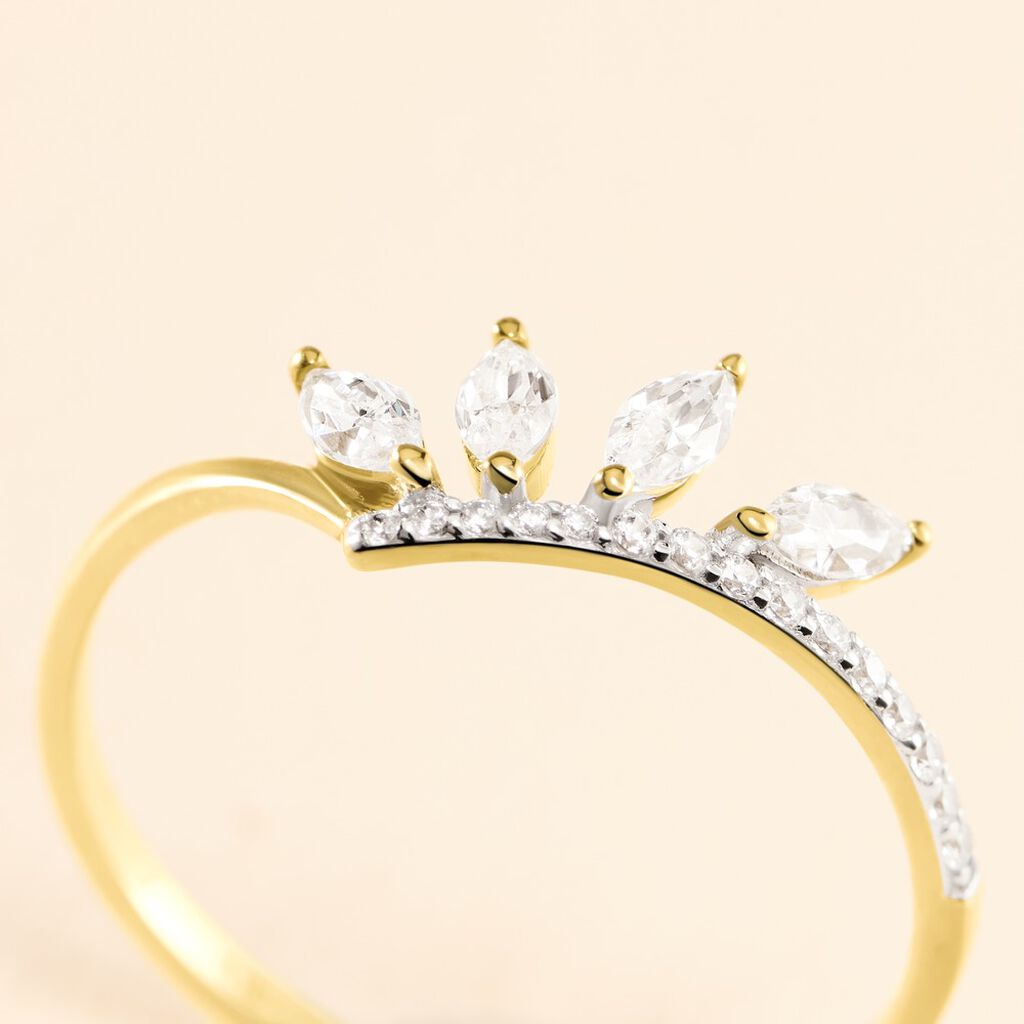 Bague Tiara Or Jaune Oxyde De Zirconium - Bagues avec pierre Femme | Histoire d’Or