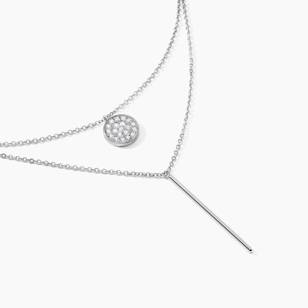 Collier Manna Argent Blanc Oxyde De Zirconium - Colliers doubles et triples cha&icirc;nes Femme | Histoire d&rsquo;Or