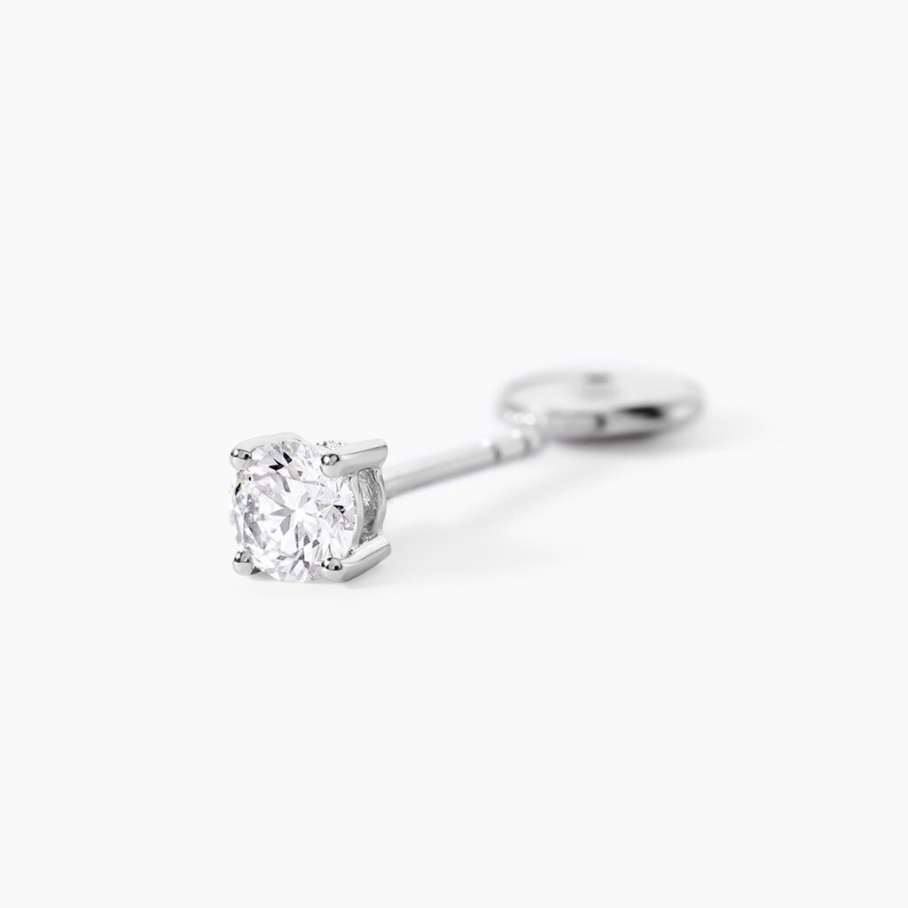 Boucles D'oreilles Puces 4 Griffes Or Blanc Diamant Synthetique - Clous d'oreilles Femme | Histoire d&rsquo;Or