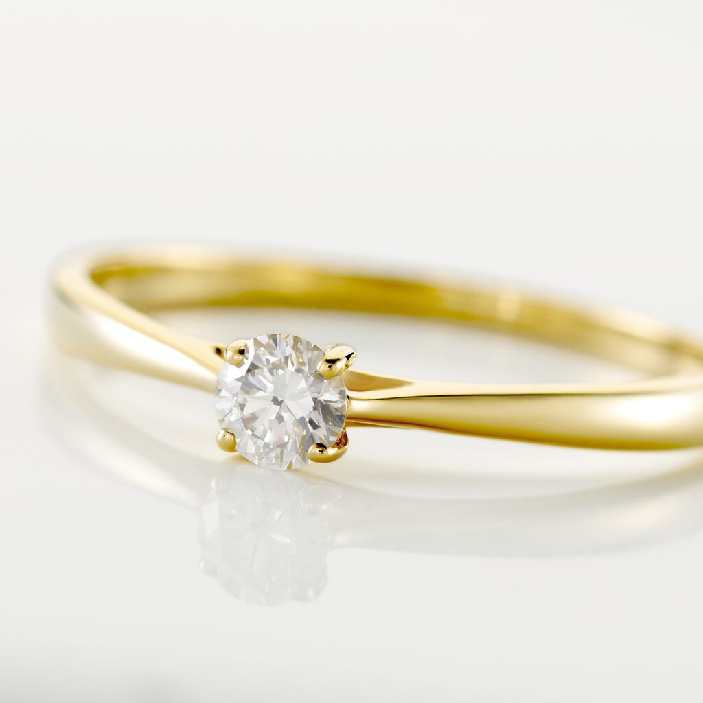 Bague Solitaire Or Jaune Fiona Diamant Synthetique - Bagues solitaires Femme | Histoire d&rsquo;Or