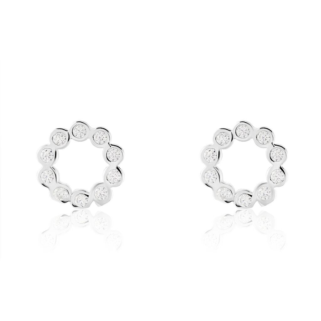 Boucles D'oreilles Puces Argent Blanc Leonhard Oxydes De Zirconium - Boucles d'oreilles fantaisie Femme | Histoire d&rsquo;Or