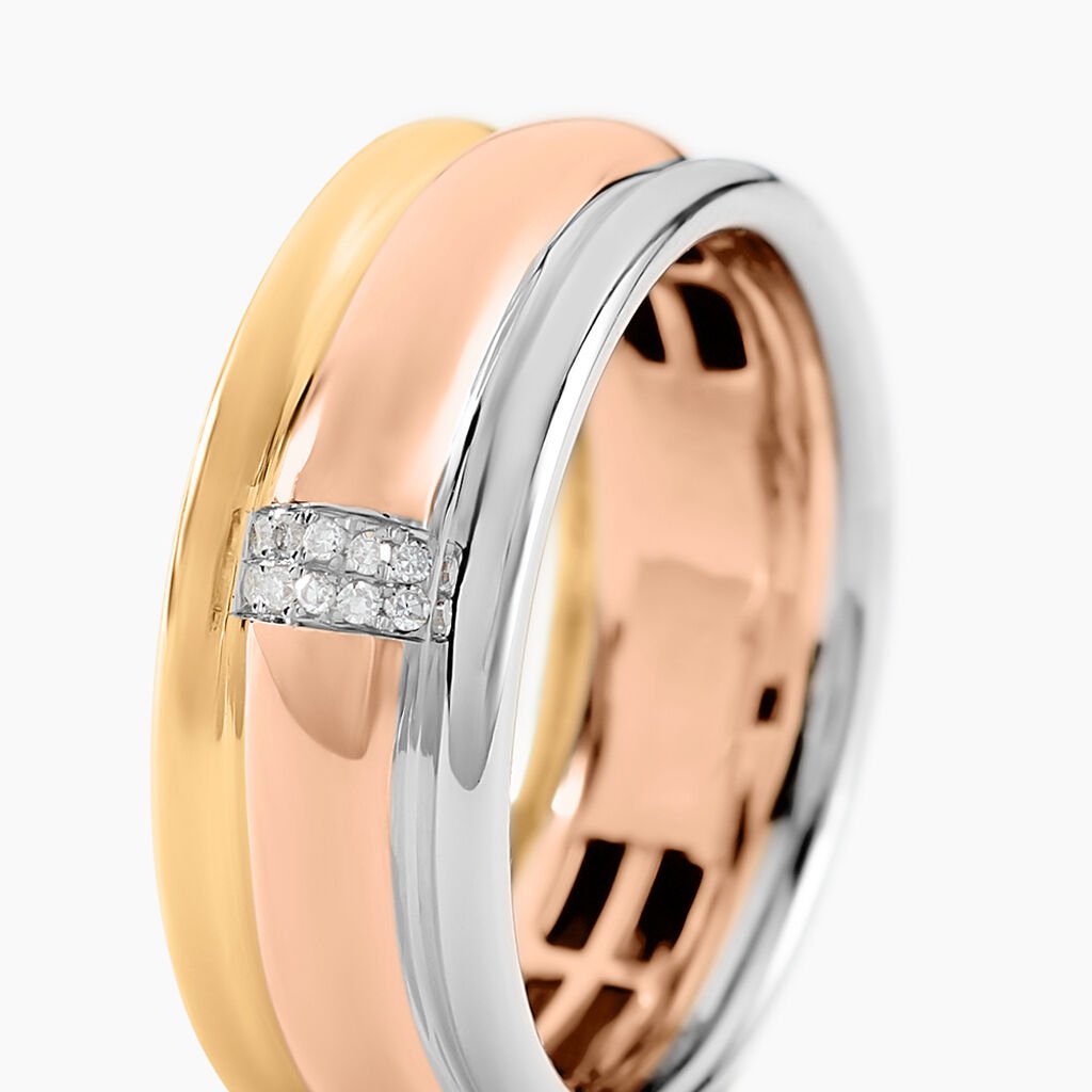 Bague Hajila Or Tricolore Diamant - Bagues avec pierre Femme | Histoire d&rsquo;Or