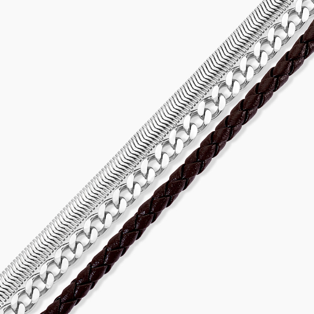 Bracelet Sohan Acier Blanc - Bracelets cordon Homme | Histoire d&rsquo;Or
