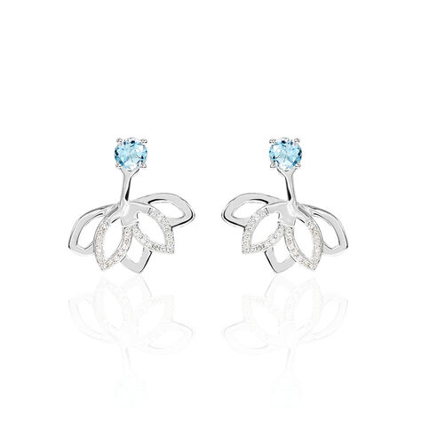 Bijoux D'oreilles Or Blanc Topaze Et Diamant - Ear cuffs Femme | Histoire d’Or