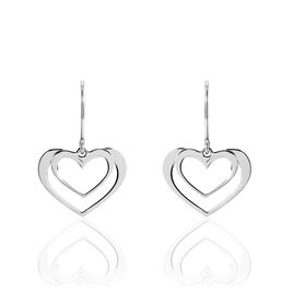 Boucles D'oreilles Pendantes Clarra Argent Blanc - Boucles d'Oreilles Coeur Femme | Histoire d’Or