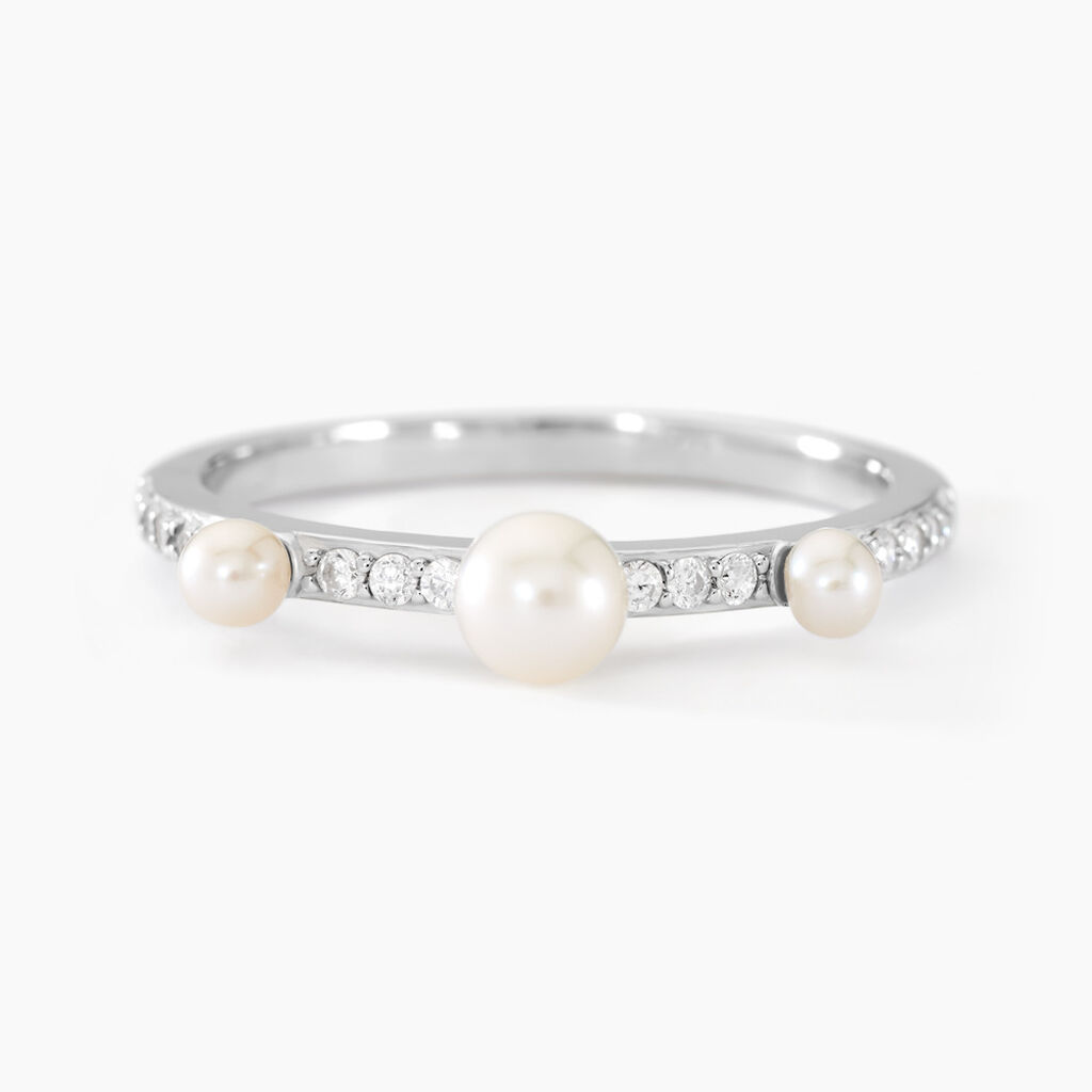 Bague Lua Argent Blanc Perle De Culture Oxyde De Zirconium - Bagues solitaires Femme | Histoire d’Or