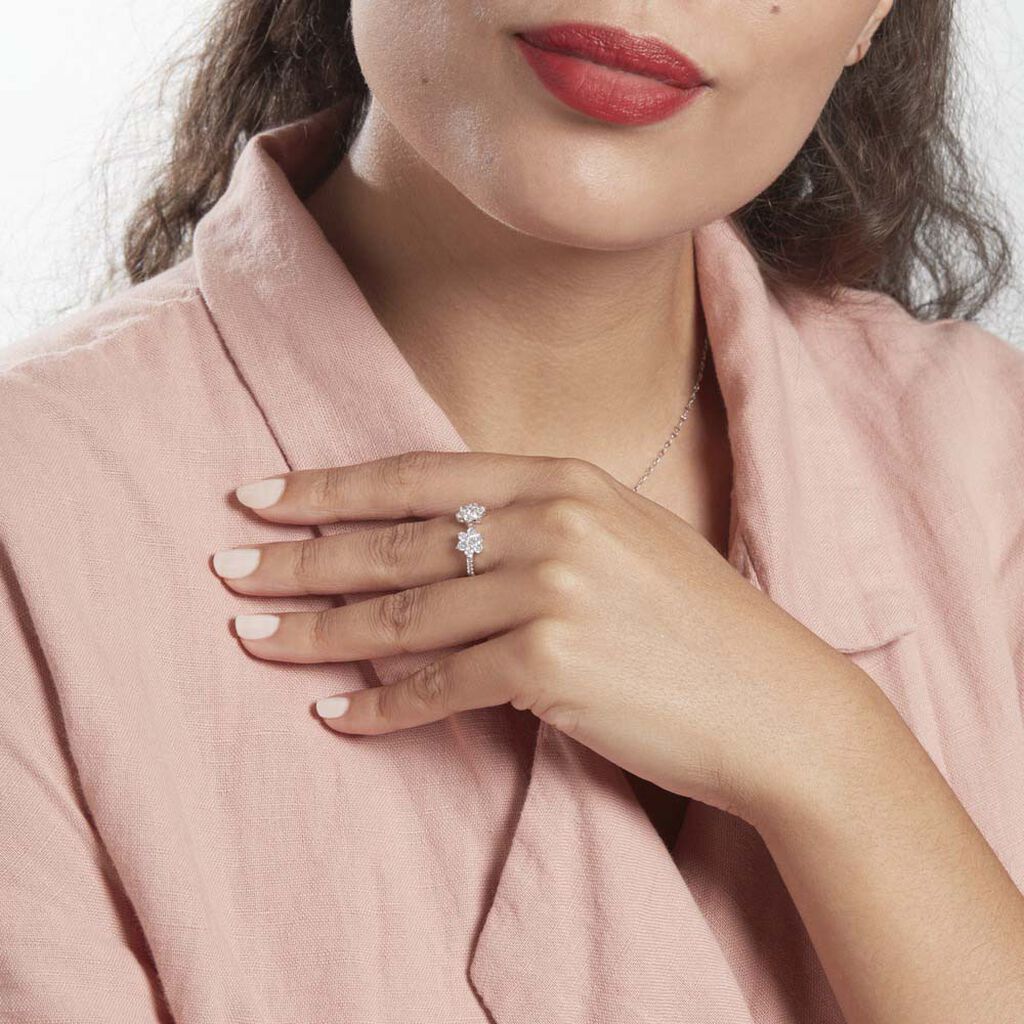 Bague Ajustable Sarette Argent Blanc Oxyde De Zirconium - Bagues avec pierre Femme | Histoire d’Or