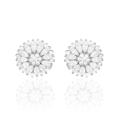 Boucles D'oreilles Puces Hyelana Argent Blanc Oxyde De Zirconium - Boucles d'oreilles fantaisie Femme | Histoire d’Or