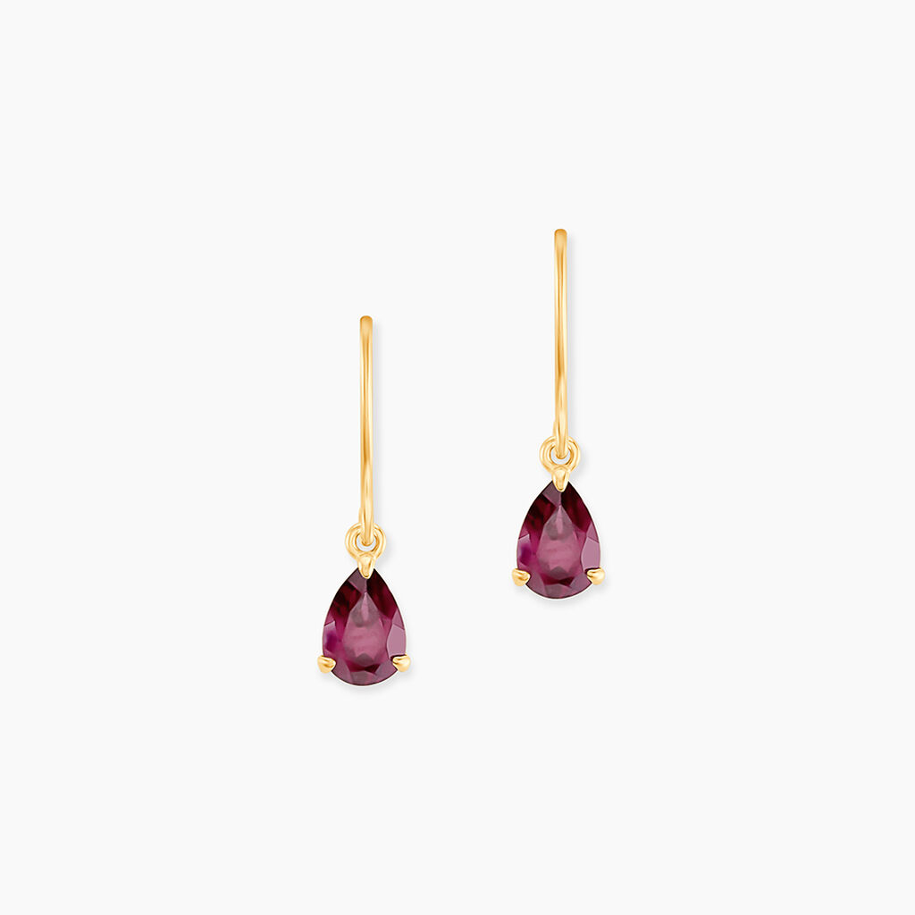 Boucles D'oreilles Puces Rhodolite Kayline Or Jaune Rhodolite - Boucles d'oreilles pendantes Femme | Histoire d’Or