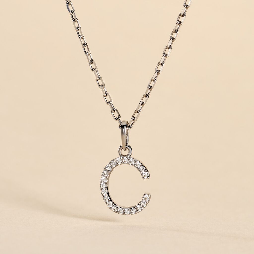Pendentif Klementine Or Blanc Oxyde De Zirconium - Pendentifs Femme | Histoire d&rsquo;Or