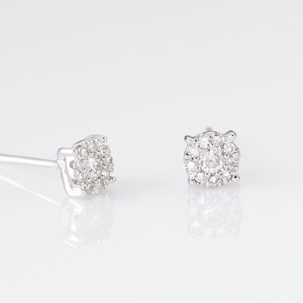 Boucles D'oreilles Puces Artemis Or Blanc Diamant - Clous d'oreilles Femme | Histoire d&rsquo;Or