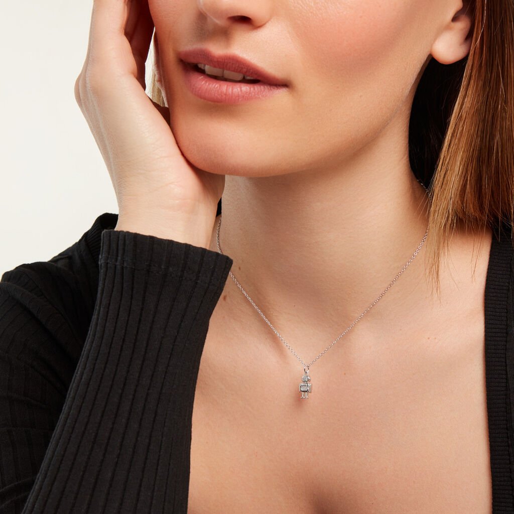 Collier Wallie Argent Blanc Oxyde De Zirconium - Ras de cou Femme | Histoire d’Or