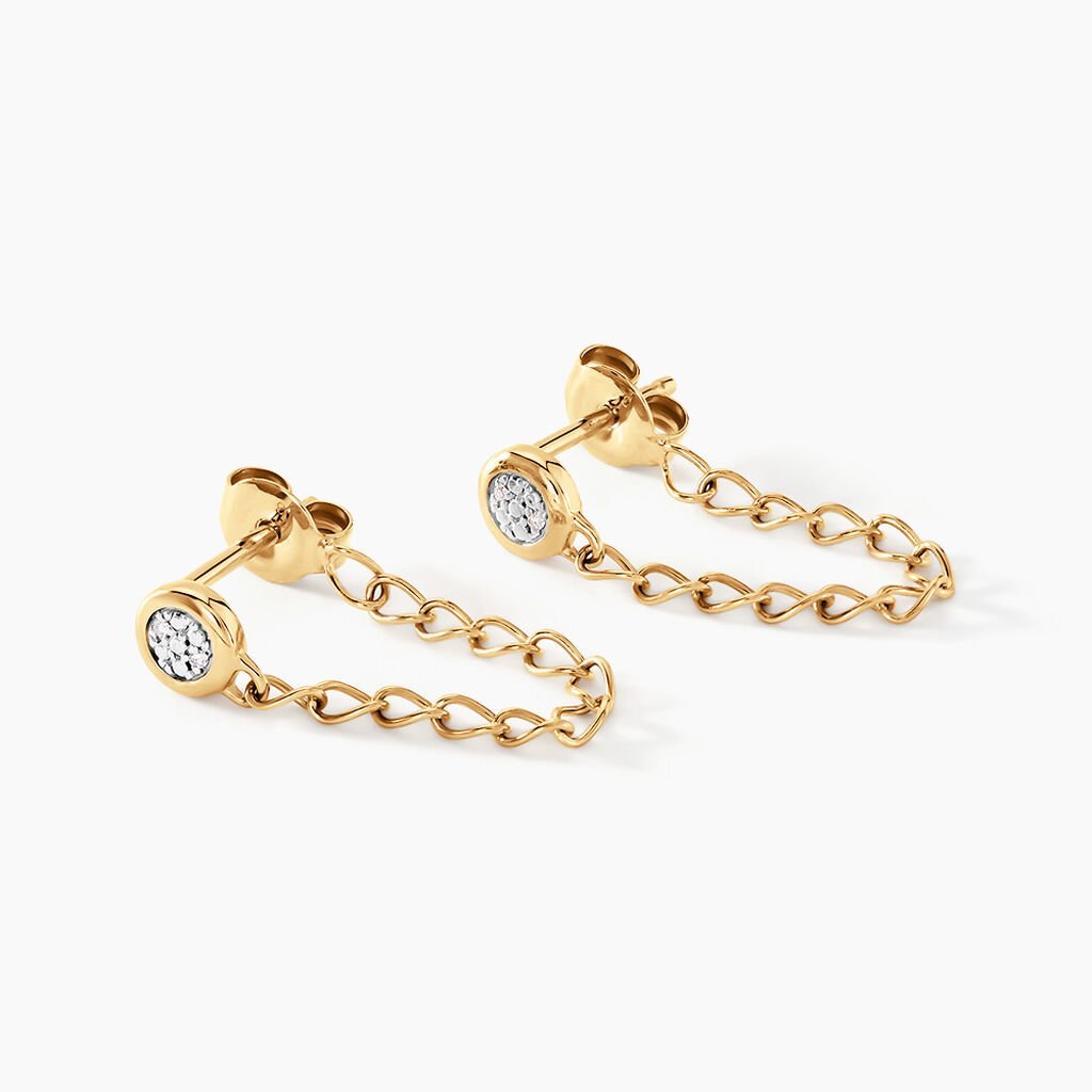 Boucles D'oreilles Pendantes Mahe Or Jaune Diamant - Boucles d'oreilles pendantes Femme | Histoire d’Or