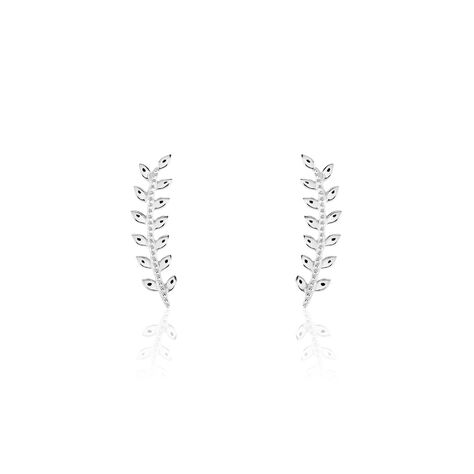 Boucles D'oreilles Grimpantes Folia Argent Blanc - Boucles d'oreilles fantaisie Femme | Histoire d&rsquo;Or