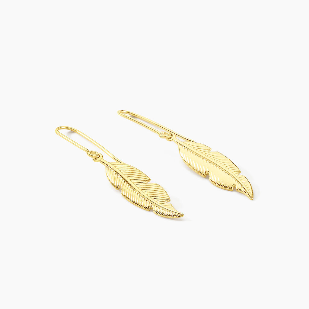 Boucles D'oreilles Pendantes Indian Nature Feuilles Or Jaune - Boucles d'oreilles pendantes Femme | Histoire d’Or