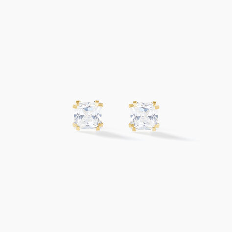Boucles D'oreilles Puces Or Jaune Doreen Oxydes De Zirconium - Clous d'oreilles Famille | Histoire d’Or