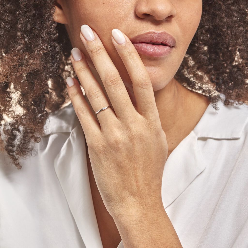 Bague Solitaire Superposition Or Blanc Diamant - Bagues solitaires Femme | Histoire d’Or