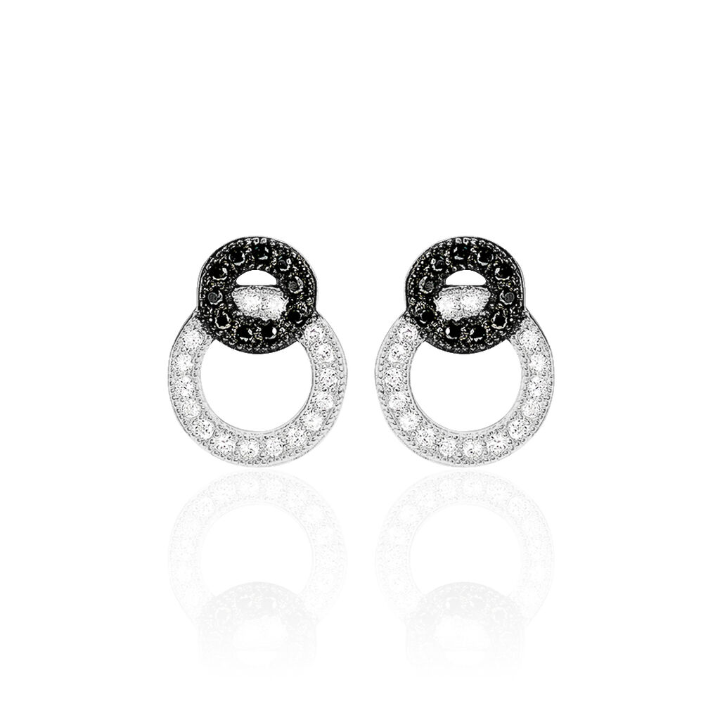 Boucles D'oreilles Puces Diana Argent Blanc Oxyde De Zirconium - Boucles d'oreilles fantaisie Femme | Histoire d’Or