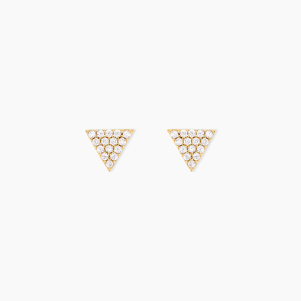 Boucles D'oreilles Puces Eloane Triangle Or Jaune Oxyde De Zirconium - Clous d'oreilles Femme | Histoire d&rsquo;Or