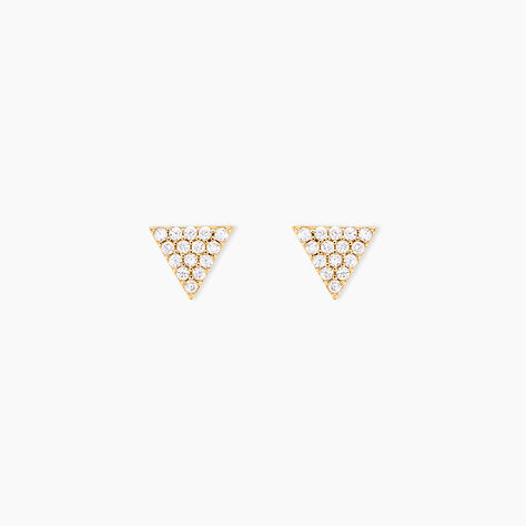 Boucles D'oreilles Puces Eloane Triangle Or Jaune Oxyde De Zirconium - Clous d'oreilles Femme | Histoire d&rsquo;Or