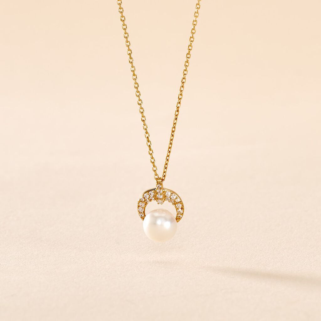 Collier Aloys Or Jaune Perle De Culture Et Oxyde De Zirconium - Colliers Femme | Histoire d&rsquo;Or