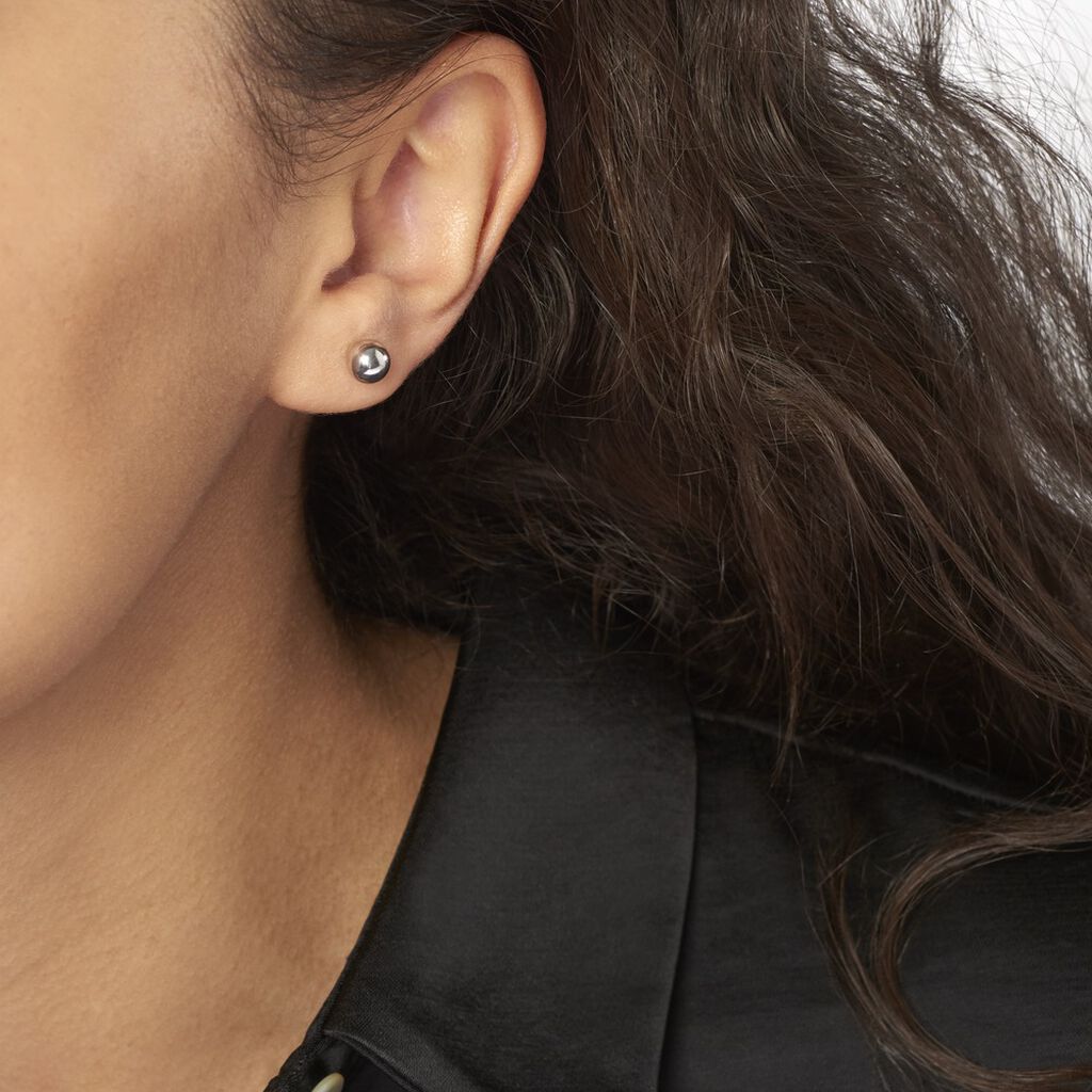 Boucles D'oreilles Puces Fidelia Boule Or Blanc - Clous d'oreilles Femme | Histoire d’Or