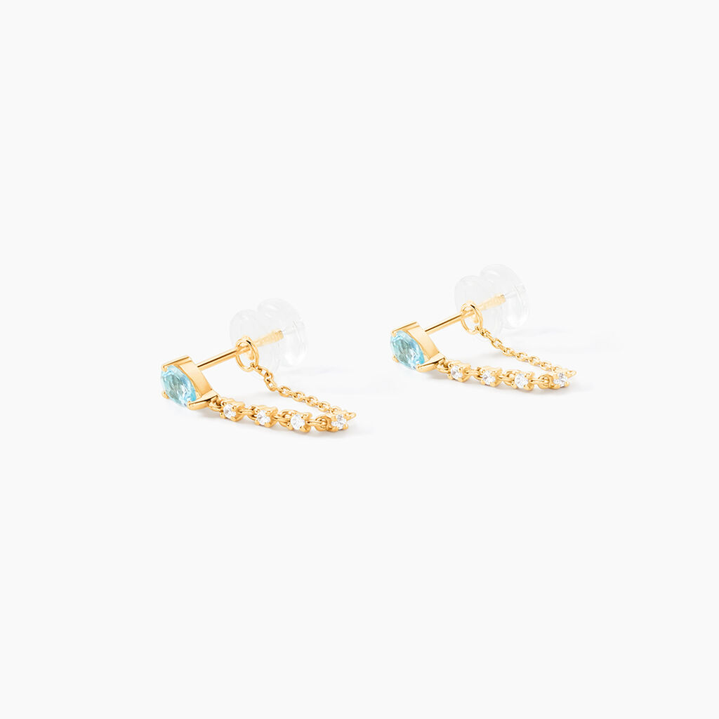 Boucles D'Oreilles Pendantes Jardin Secret Or Jaune Topaze Oxyde De Zirconium - Boucles d'oreilles pendantes Femme | Histoire d&rsquo;Or