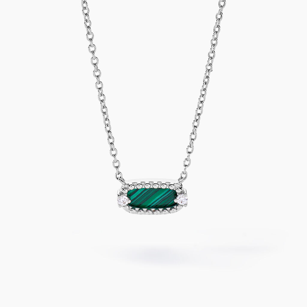 Collier Serafine Argent Blanc Malachite Oxyde De Zirconium - Colliers fantaisie Femme | Histoire d’Or