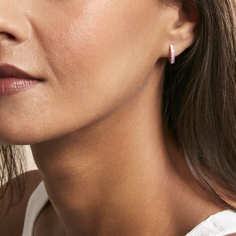 Créoles Rio Argent Rose Oxyde De Zirconium - Boucles d'oreilles créoles Femme | Histoire d’Or