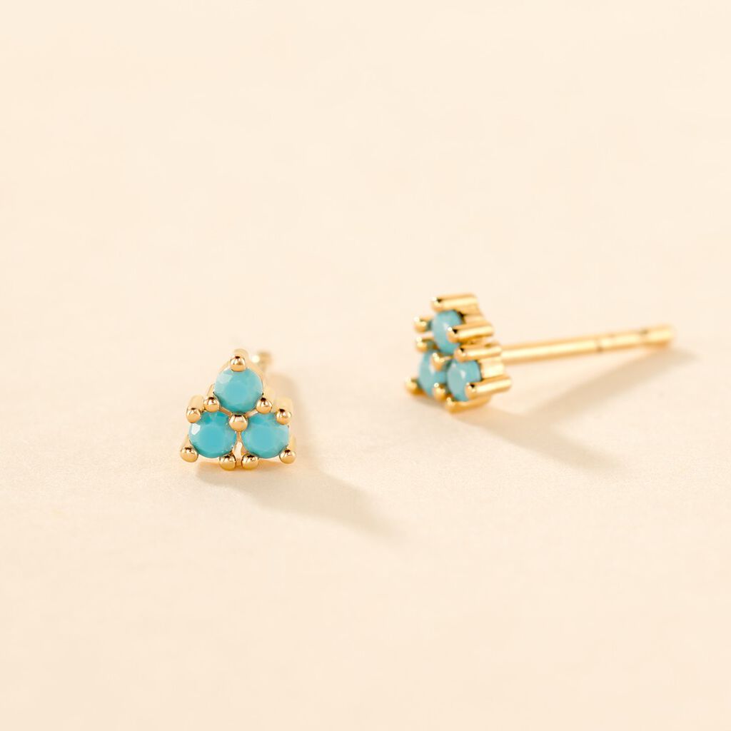 Boucles D'oreilles Puces Istoria Plaqué Or Jaune Pierre D'imitation - Boucles d'oreilles fantaisie Femme | Histoire d’Or